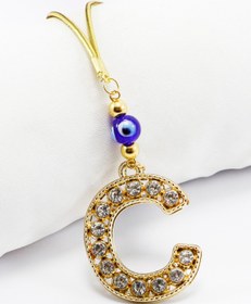 Resim biuti Gold Renkli Parlak Taşlı C Harfi Araba Dikiz Ayna Süsü, Yeni Harfli Araba Hediyesi 