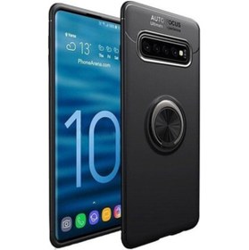 Resim Fibaks Samsung Galaxy S10 Uyumlu Kılıf Autofocus Shockproof Yüzüklü Standlı Silikon 