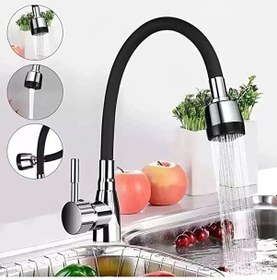 Resim Mucit Home Siyah Renkli Oynar Başlıklı Tasarruflu Silikon Musluk Başlığı Kubar Siyah 