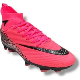 Resim Yeni Model Özel Taban Çoraplı Krampon Pembe Siyah Desenli Pembe Siyah 