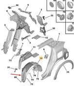 Resim PSA 9832023580 | Peugeot 2008 2020-2023 Sol Arka Çamurluk Davlumbaz Orijinal 