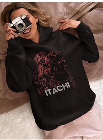 Resim Sevbano Tasarım Itachi Uchiha Attack On Titan Naruto Baskılı Unisex Overs Siyah 