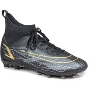 Resim Jump 29676 Çocuk Çoraplı Çim Saha Kramponu Siyah Beyaz - Siyah 