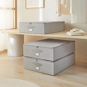 Resim 3'lü Büyük Boy Gri Balıksırtı Destekli Hurç Set 55 X 70 X 18 Cm Ocean Home Textile