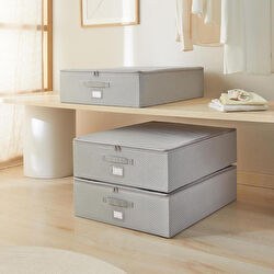 Resim 3'lü Büyük Boy Gri Balıksırtı Destekli Hurç Set 55 X 70 X 18 Cm 