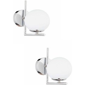 Resim Sara Krom Kaplama Modern 2'li Aplik Seti Beyaz 