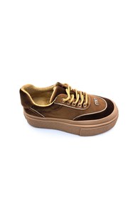 Resim Guja Kalın Taban Kadife Kadın Kahverengi Sneaker Ayakkabı 