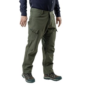 Resim İçi Polarlı Softshell Pantolon - Su Rüzgar Geçirmez - Savage - Haki - 54 