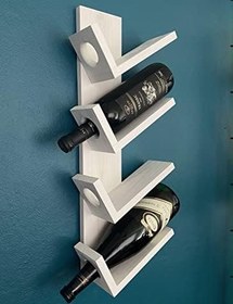 Resim Doğal Ahşap Vintage Şaraplık, Şarap Rafı, 4'lü Retro Ahşap Şaraplık, Beyaz 