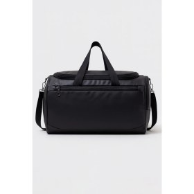 Resim Kaff Siyah Suni Deri Yan Ayakkabı Bölmeli Unisex Geniş Hacimli Seyahat Spor Fitness Spor Çantası - 00124 