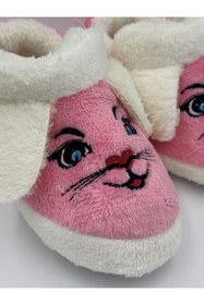 Resim Butik Pembe İçi Polarlı Kedi Figürlü Çocuk/Bebek Pandufu 