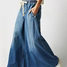Resim Kadınlar için rahat kesim yüksek bel geniş paça kot pantolon, kumaş ve polyester karışımı, makinede yıkanabilir, günlük tarz 