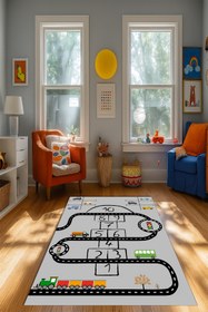Resim Kessy Home Studio Eğitici Yol Desenli Çocuk Oyun Halısı Dijital Baskı Yıkanablir Kaymaz Taban Çocuk Odası Halısı 4 