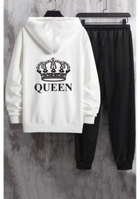 Resim Uyguntarz Unisex Quenn Baskılı Eşofman Takımı Beyaz 