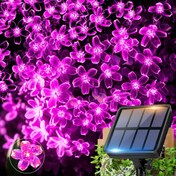 Resim 100/50/20 LED Kiraz Çiçeği Solar Işık Zinciri, 8 Modlu Peri Işıkları, Bahçe, Veranda ve Çit Süslemeleri için İdeal, IPX4, Festival Aydınlatma | Güneş Enerjili Dış Mekan Dekorasyonu 