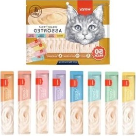 Resim Dört Lezzetli Krema Kedi Ödülü - 50 Adet 14 Gr 0.75 LT - 2.5 LT - 12 KG 