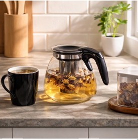 Resim Porsima 5415 Isıya Dayanıklı 900 Ml Süzgeçli Cam Demlik Çay-bitki Çayı Demliği Şeffaf 