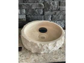 Resim Traverten Taş Dekoratif Patlatma Modeli Lavabo 41X15 
