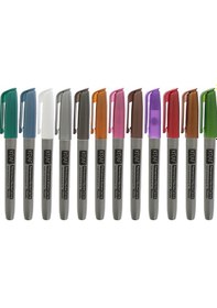 Resim Kraf Fırça Uçlu Metalik Permanent Marker Kalem Seti 12 Renk 