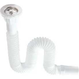 Resim Güçlü Lavabo Sifonu Körüklü Su Gideri Beyaz 65 x 32 cm 