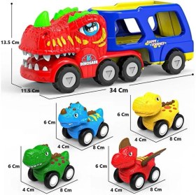 Resim Brother Toys Büyük Boy Dinozor Taşıyan Sesli Işıklı Oyuncak Taşıyıcı Tır Kamyon 4 Dinozor Taşıyıcı Tır 34 Cm. 