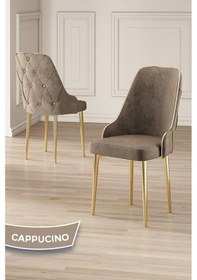 Resim Canisa Vae Serisi 90x160 Lak Panel Antrasit Ironi Gold Ayak Masa Takımı 6 Cappucino Sandalye Antrasit İroni Masa Capucino Sandalye Ayaklar Gold 