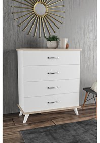 Resim Ae-1047 Artemis Beyaz Şifonyer 4 Çekmeceli 