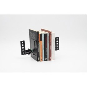 Resim Books Welcome Yazılı Metal Kitap Desteği - Kitap Tutucu - Ev Ve Ofis Dekoratif Aksesuar 2 Li Set 