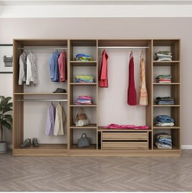 Resim Minar Kale 6 Bölmeli 2 Ç Giyinme Dolabı Dore 210cm Ceviz 