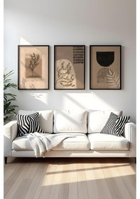 Resim Huhuli Ahşap Siyah Çerçeveli 3 Parça Set Tablo Huhu260 