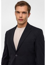 Resim Süvari Siyah Slim Düz Mono Yaka 6 Drop Spor Takım Elbise 