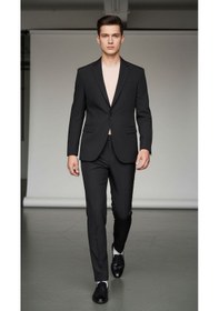 Resim Erkek Tek Düğme Slim Fit Takım Elbise - Şık Ofis ve Davet Kombini Siyah 