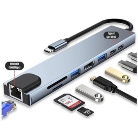 Resim Tablet Usb Dönüştürücü Typ c usb Type Hub 8 in 1 Hdmı Sd Micro Apple Uyumlu MacBook Pro Air 