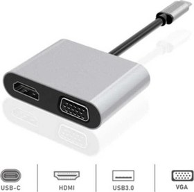 Resim Premium 4 İn 1 Usb-Typ-C Hdmi Vga Hub For İpad Pro, Macbook, Pc, Laptop Dhu0004 