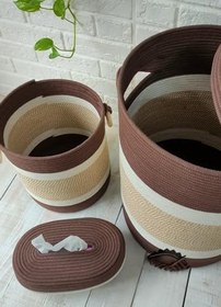 Resim Nordic Tasarım Geniş Hacim Jüt Çamaşır Sepeti Çoçuk Odası Yatak Odası Mutfak Banyo Ofis Organizeri Çamaşır Oyuncak Havlu Yastık Eşya Depolayıcısı Peçetelik Seti 