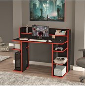 Resim Robin Home Titan Oyuncu Masası Gaming Çalışma Masası Siyah-kırmız Siyah 