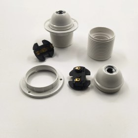 Resim Retro Vitrini Dekoratif Plastik E-27 Tam Dişli Halkalı Duy Beyaz (2 Adet) 