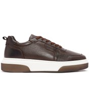Resim Derimod Erkek Kahverengi Bağcıklı Kalın Tabanlı Deri Sneaker,Kışlık Spor Ayakkabı 25WFD6408FT 