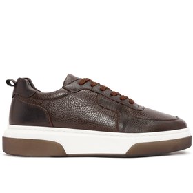 Resim Derimod Erkek Kahverengi Bağcıklı Kalın Tabanlı Deri Sneaker,Kışlık Spor Ayakkabı 25WFD6408FT 