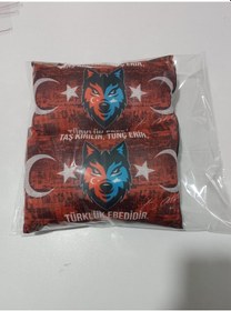 Resim Ayyıldız Kurt Yastık Kırmızı - Siyah 