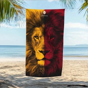 Resim Galatasaray Aslanı Sarı & Kırmızı Logo Plaj Havlusu - Hızlı Kuruyan Mikrofiber, Makinede Yıkanabilir, Yüzme, Kampçılık, Seyahat için Yumuşak ve Dayanıklı - Modern Karikatür Tasarım, Aile & Arkadaşlar için Yaz Modası Hediyesi, Canlı Baskı Deseni 