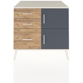 Resim Kronos Şifonyer Tek Raflı 3 Çekmeceli 2 Kapaklı 88x59x80 Aytaşı-antrasit/çam Antrasit/çam 