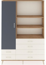 Resim Arges Dolap 7 Raflı 6 Çekmeceli Tek Kapaklı 132x30x195 Çam-antrasit/aytaşı Antrasıt/aytası 
