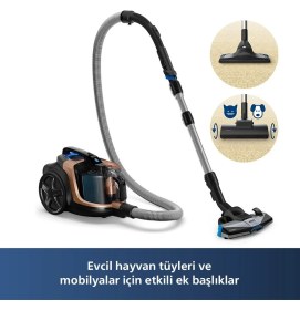 Resim Philips Çift Başlıklı ve Turbo Fırça Yüksek Emiş Gücüne Sahip Toz torbasız Süpürge 900W ^^Özel Lambader Hediyeli^^ 