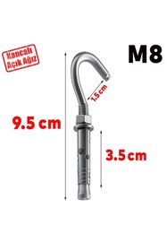 Resim NZB Kancalı Çelik Dübel Hamak Salıncak Boks Torbası Lamba Avize İçin Gömlekli Açık Ağız Kanca M8 