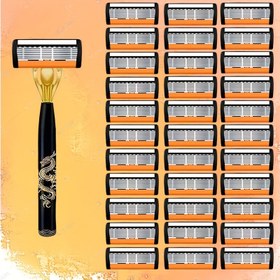 Resim Erkekler için Klasik Tıraş Makinesi Çok Katmanlı Paslanmaz Çelik Bıçaklar ve Çift Aloe Vera Yağlama Şeritleri ile - Dayanıklı Tasarım, Güvenli & Rahat Sakal Düzeltme Aracı, İdeal Tatil Hediyesi 