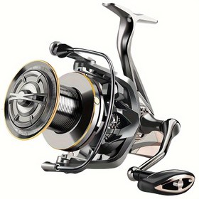 Resim 1 Adet Rooblinos 8000-14000 Serisi Uzun Atışlı Makaralı Olta - 4.8:1 Dişli Oranı, 17+1 Paslanmaz Çelik Rulmanlar, 24.95KG Maksimum Çekiç Tuzlu Su Balıkçılığı için Ergonomik Sap ve Dayanıklı Plastik Makara ile Kıyı Avı İçin, Sahil Balıkçılık Gereçleri | Şık Makara Tasarımı | Pürüzsüz Geri Alma 