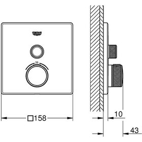 Resim Grohtherm Smartcontrol Tek Valfli Akış Kontrollü. Ankastre Termos Krom 