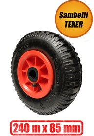 Resim NUBLADO El Arabası Yük Taşıma Arabası Tekeri Burçlu Şişme Şambelli İç Lastikli Teker 240x85 mm Plastik Jant. 