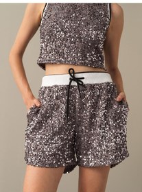 Resim Antrasit Regular Fit Pullu Şort 23kb01275389-12 Antrasit 